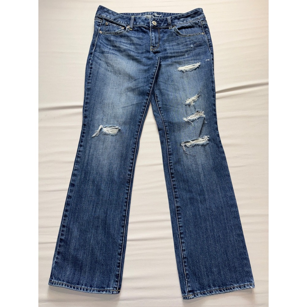 American Eagle Distressed Bootcut Jeans Womens 8 Regular Medium Wash‎ (See Pics)